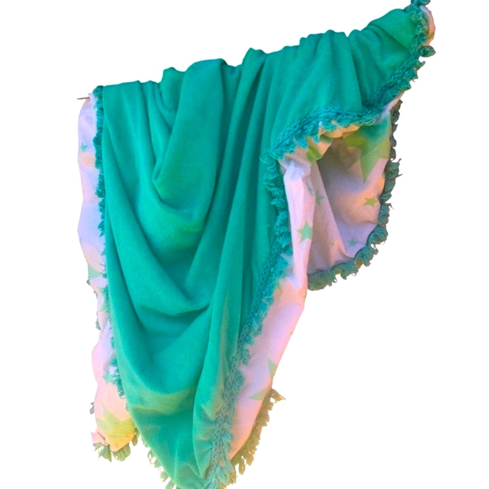 Rare Indah Beach Towel in Green star print Terry cloth